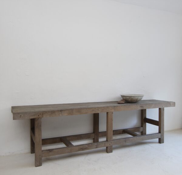 Großer Eichenholz Arbeitstisch Konsolentisch – Bild 3
