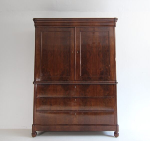 Biedermeier Mahagoni Kabinettschrank mit Sekretärklappe – Bild 2