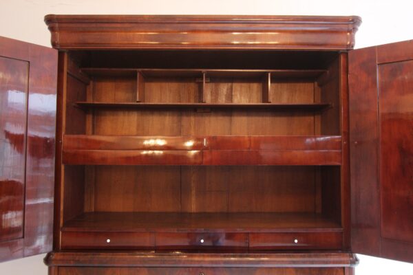 Biedermeier Mahagoni Kabinettschrank mit Sekretärklappe – Bild 5