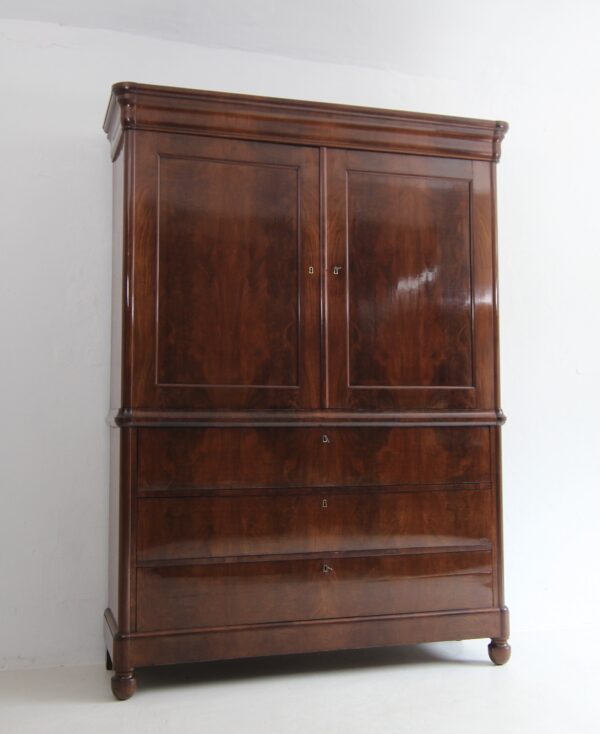Biedermeier Mahagoni Kabinettschrank mit Sekretärklappe – Bild 3