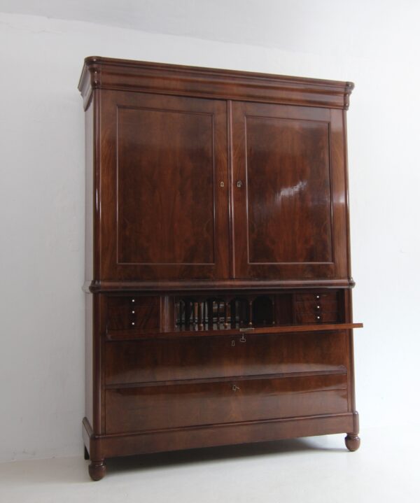 Biedermeier Mahagoni Kabinettschrank mit Sekretärklappe – Bild 28