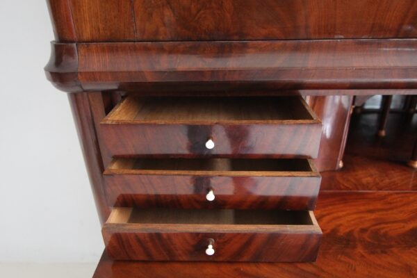 Biedermeier Mahagoni Kabinettschrank mit Sekretärklappe – Bild 43